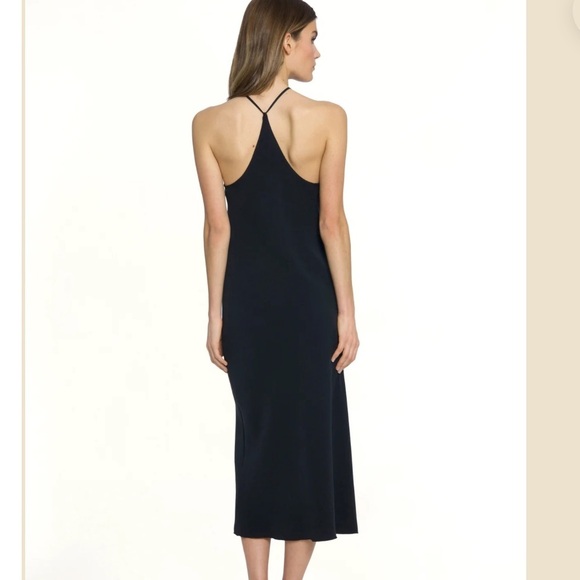 Luxely Raven Black Midi Dress. Women’s Sz 14. Bias Cut Slip Dress Halter Style - Picture 2 of 7